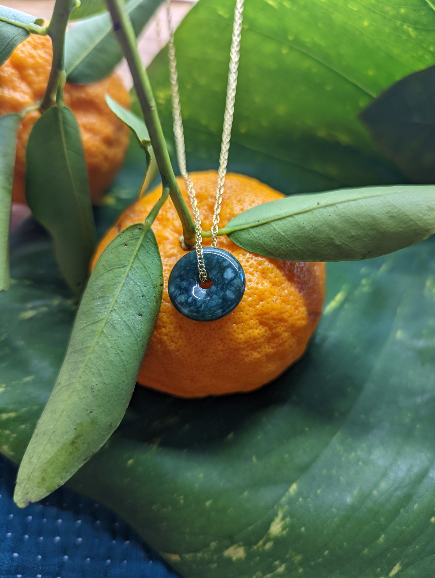 Snowflake Jade Necklace - Darker