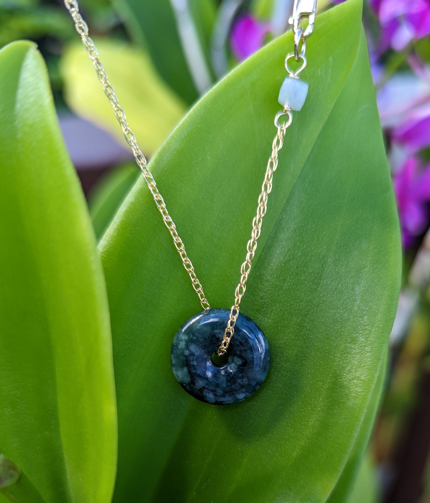 Snowflake Jade Necklace - Darker