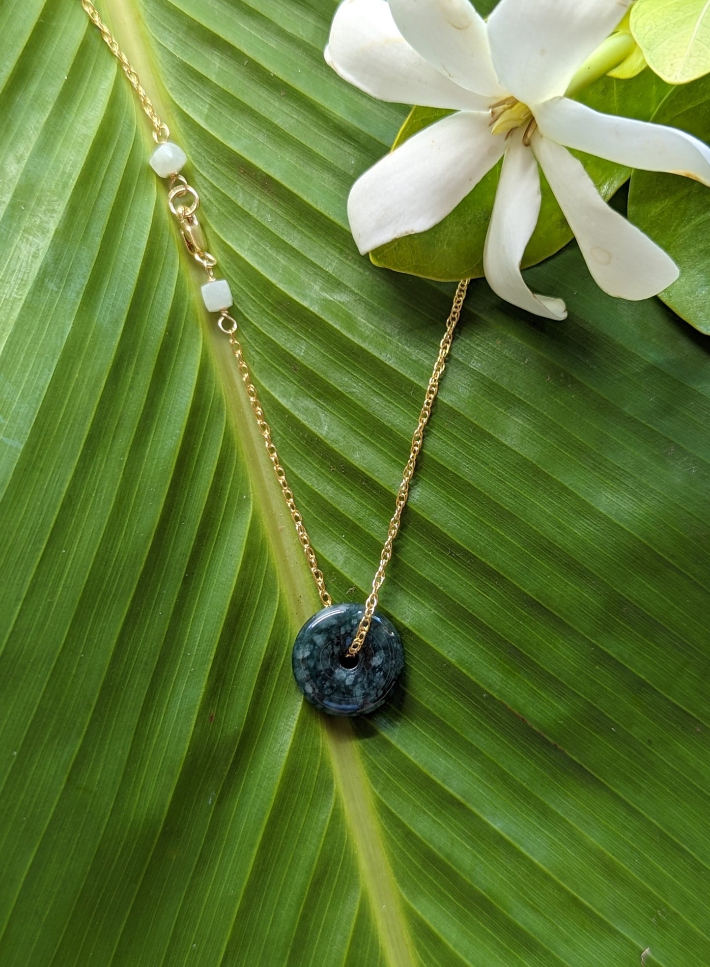 Snowflake Jade Necklace - Darker