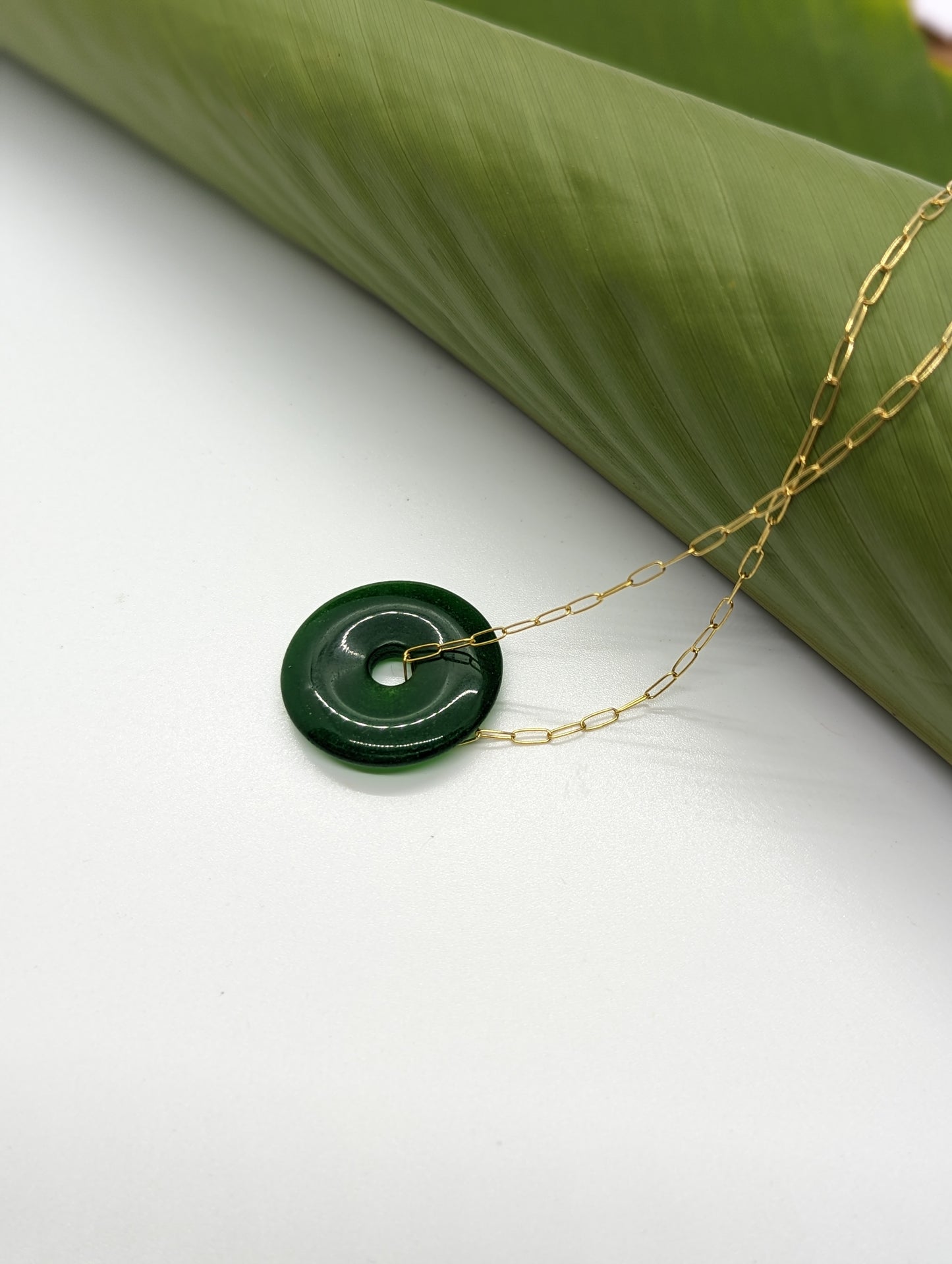Large Olive Green Jade Necklace