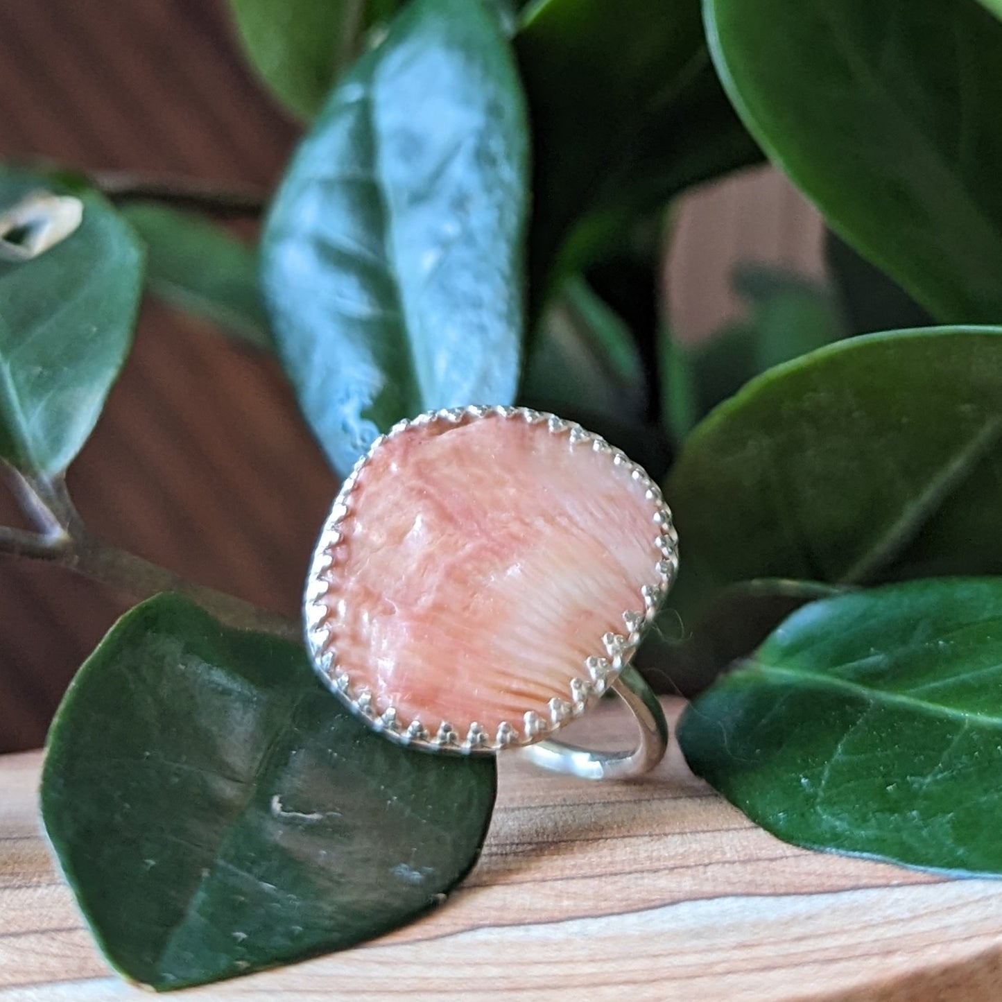 Pink & Coral Shell Fragment Ring
