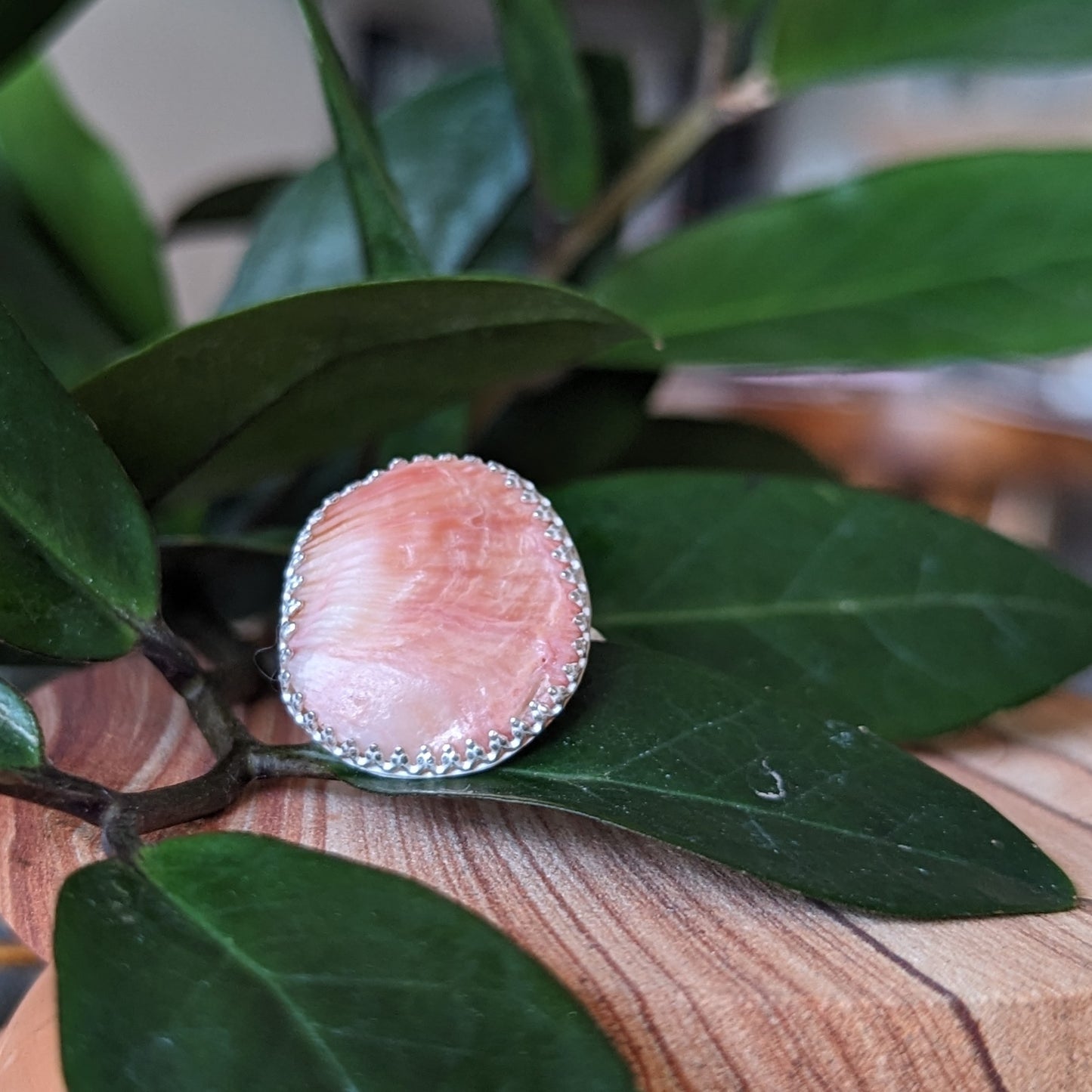 Pink & Coral Shell Fragment Ring