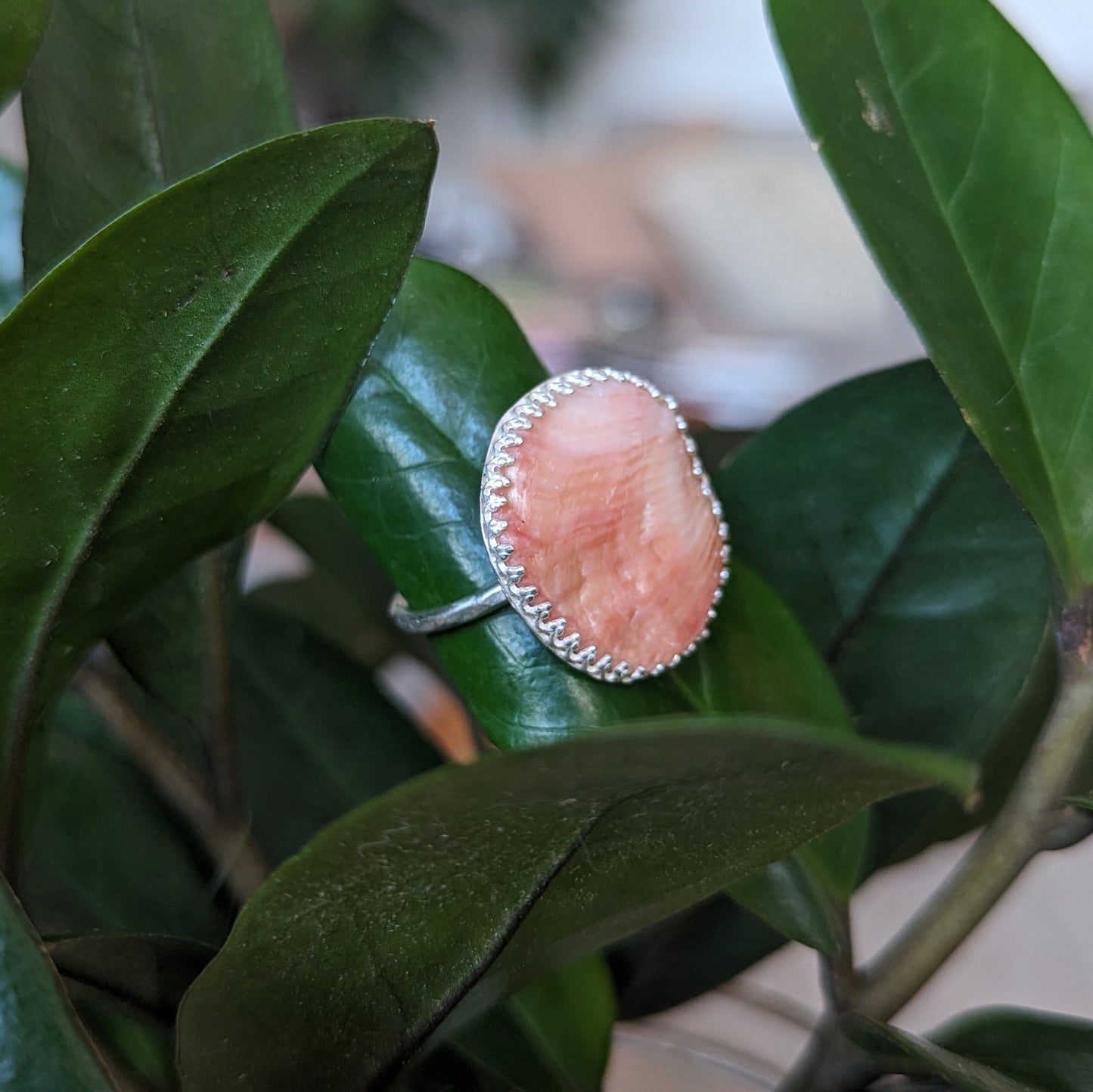 Pink & Coral Shell Fragment Ring