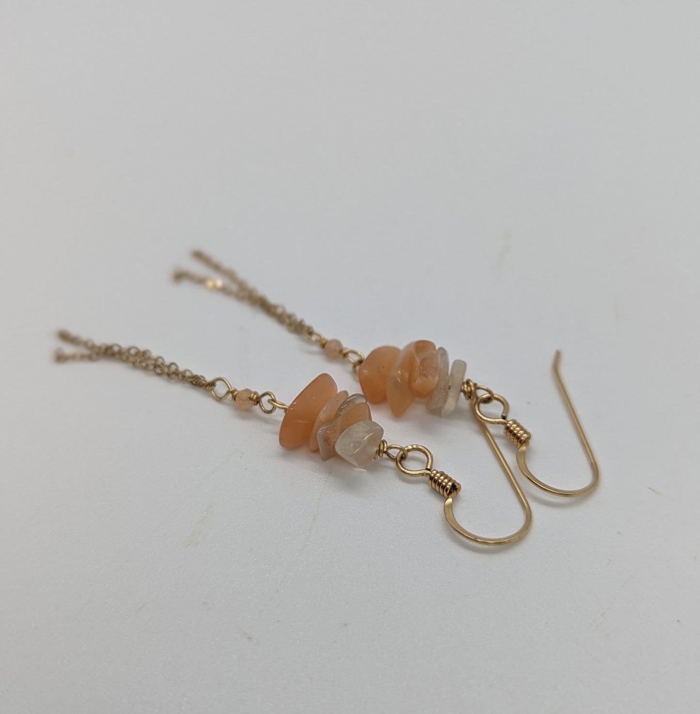 Peach Moonstone Tassel Earrings