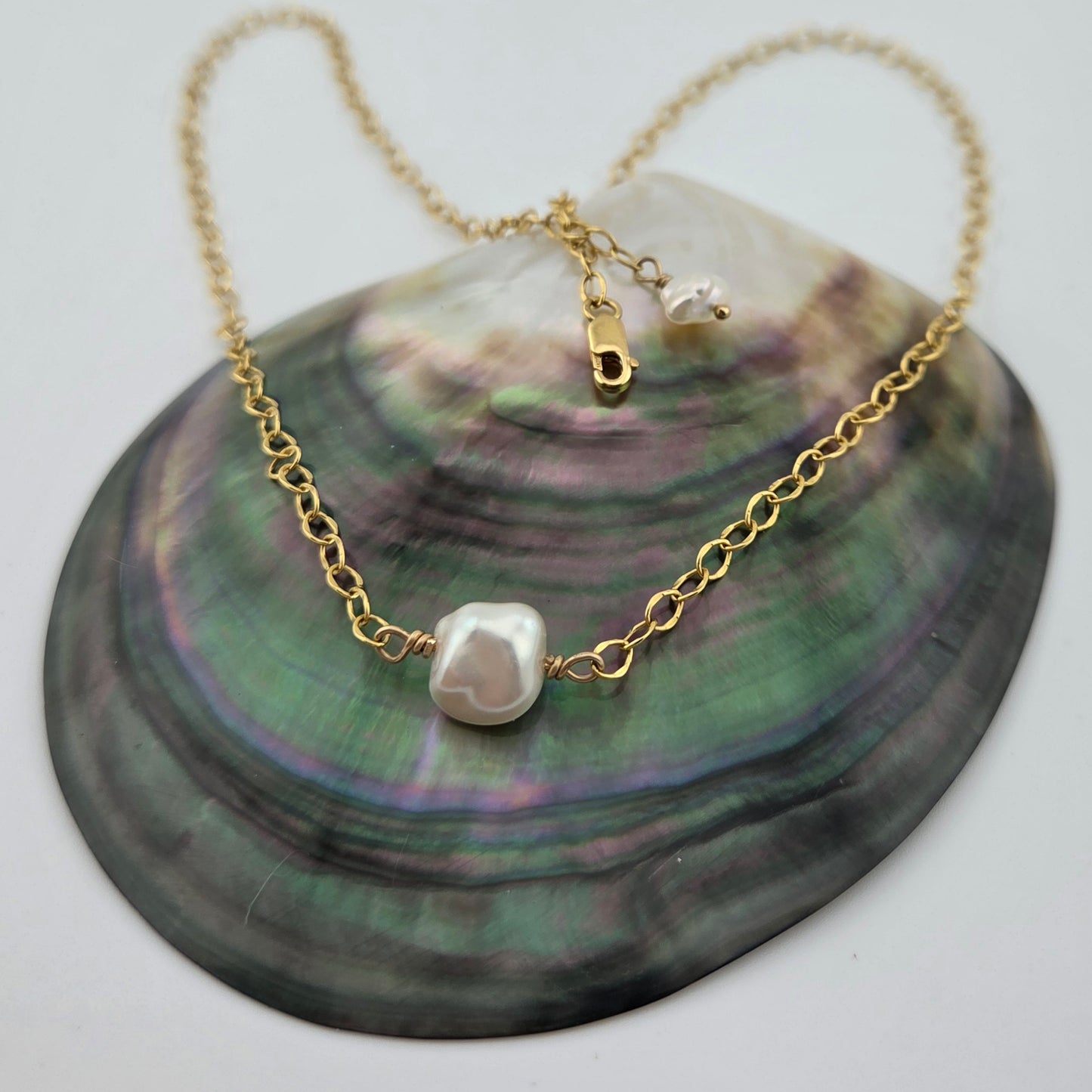 White Keshi Pearl Necklace