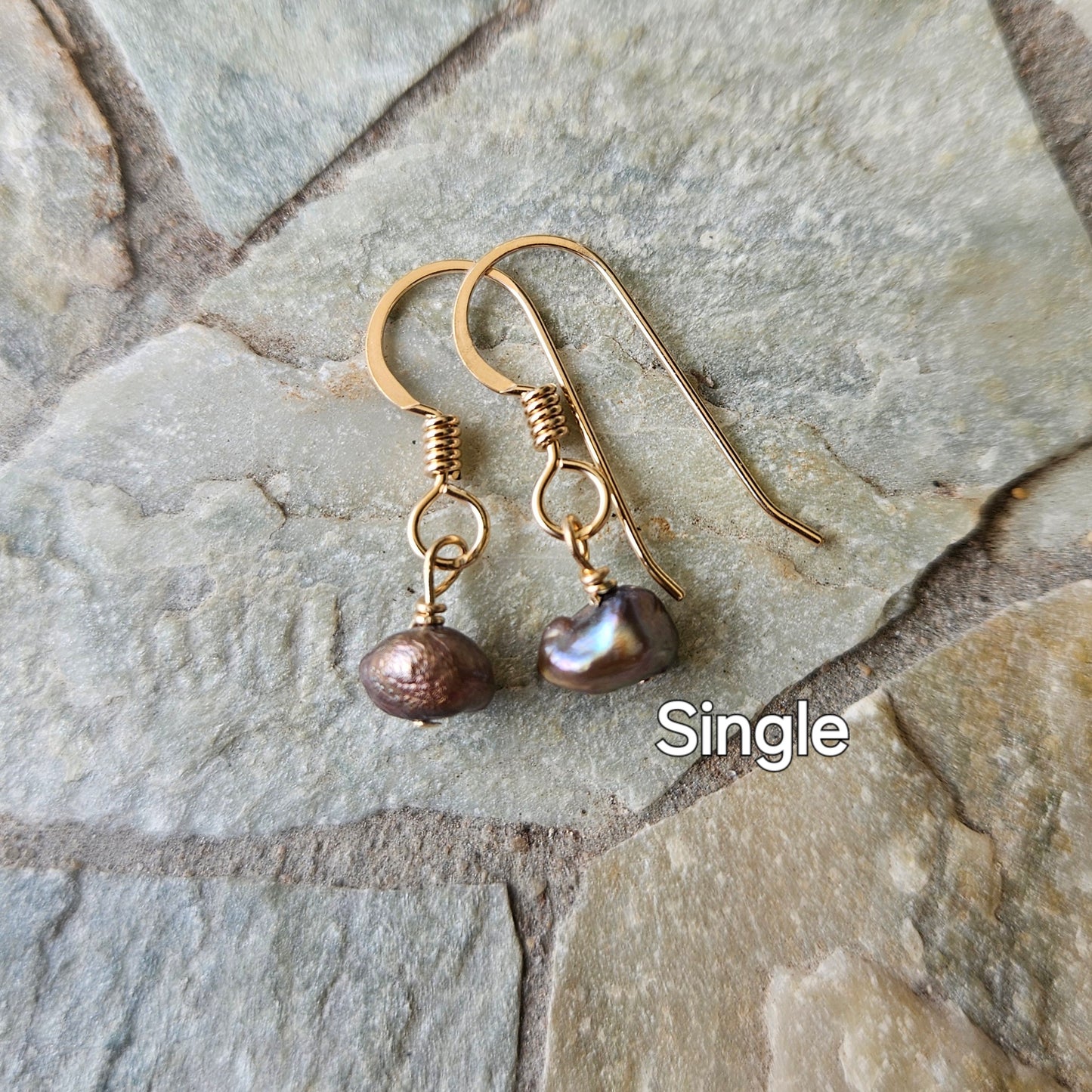 Keshi Pearl Earrings Copper/Brown