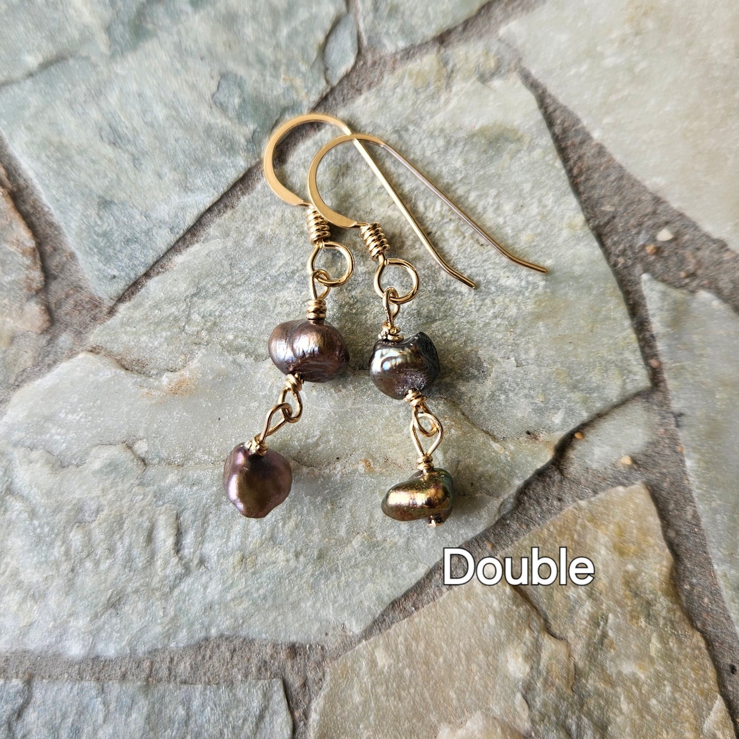 Keshi Pearl Earrings Copper/Brown