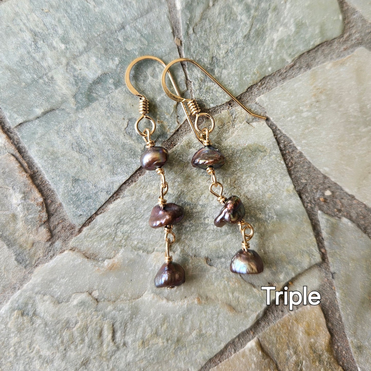 Keshi Pearl Earrings Copper/Brown