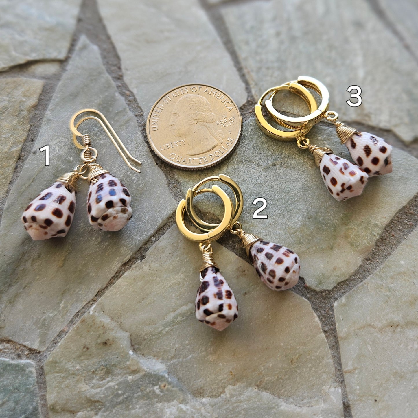 Dainty Hebrew Cone Shell Earrings