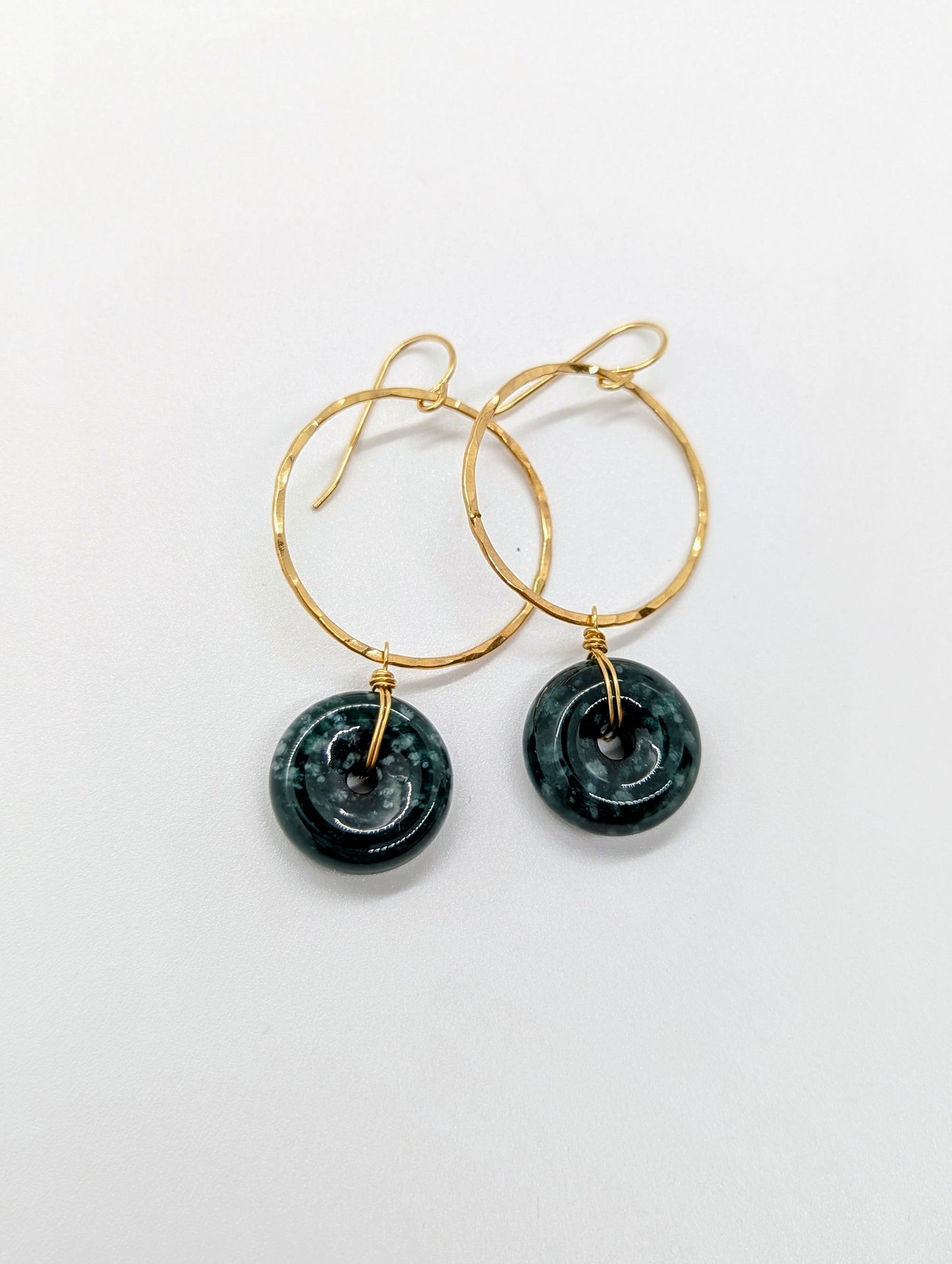 Deep Green Jade Hoops