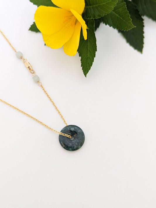 Snowflake Jade Necklace - Darker