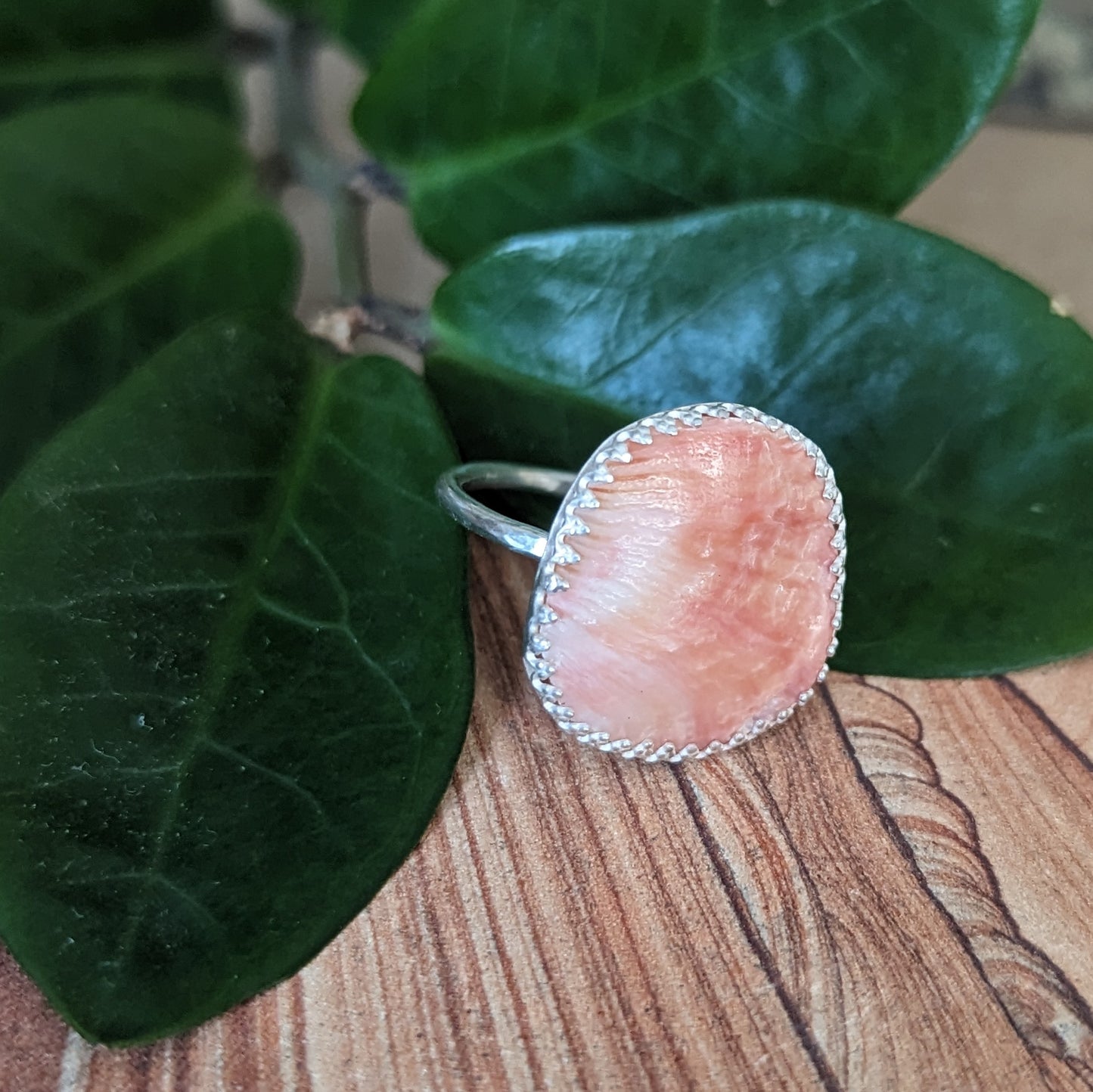 Pink & Coral Shell Fragment Ring
