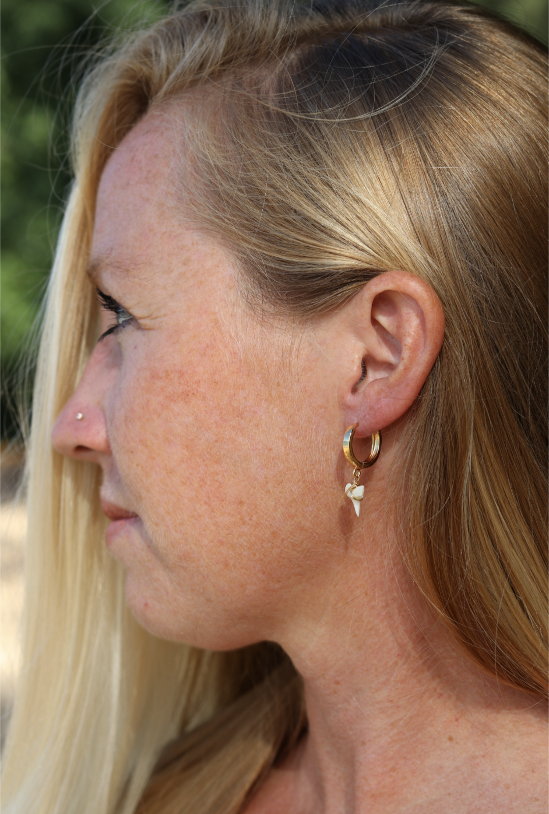 Tiny White Shark Teeth Earrings