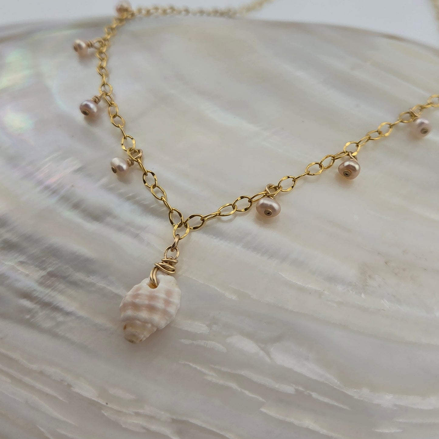 Lattice Miter Necklace with Pearls