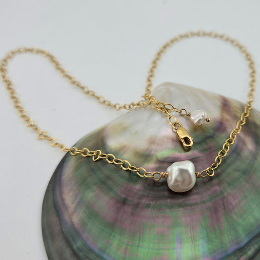 White Keshi Pearl Necklace