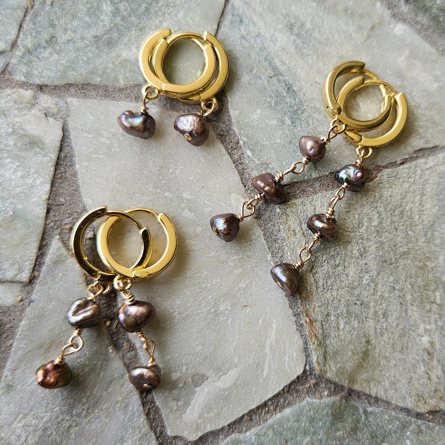 Keshi Pearls- Copper/Brown Huggies