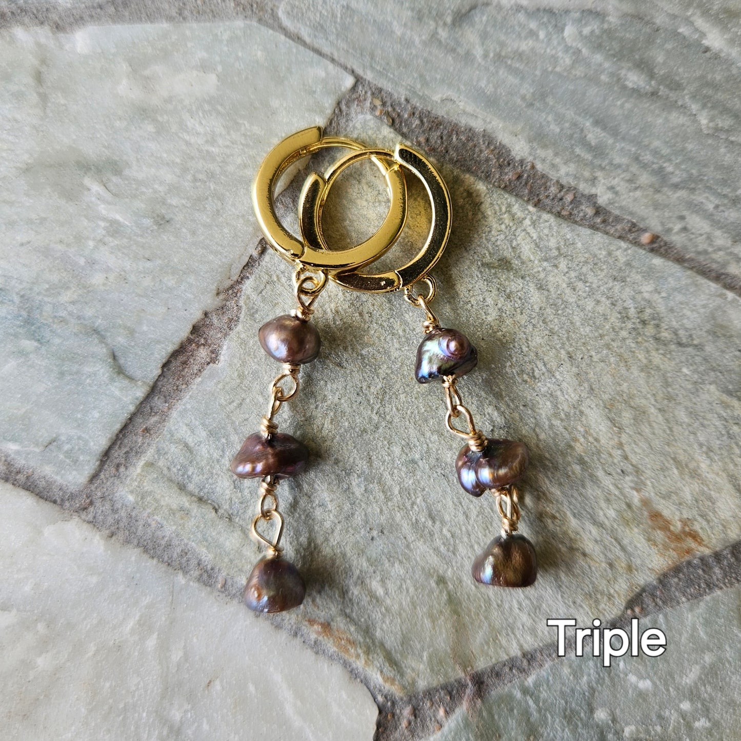 Keshi Pearls- Copper/Brown Huggies