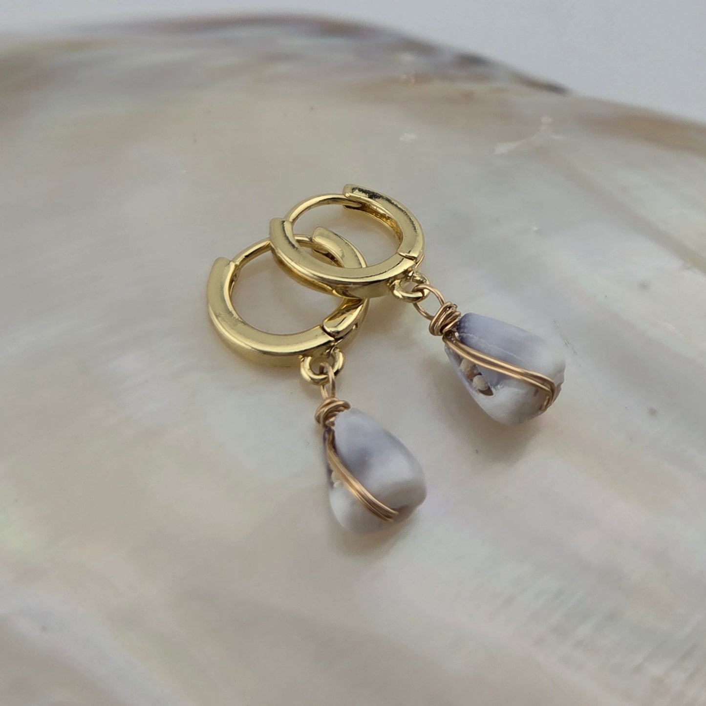 Tiny Hawaiian Cone Shell Earrings