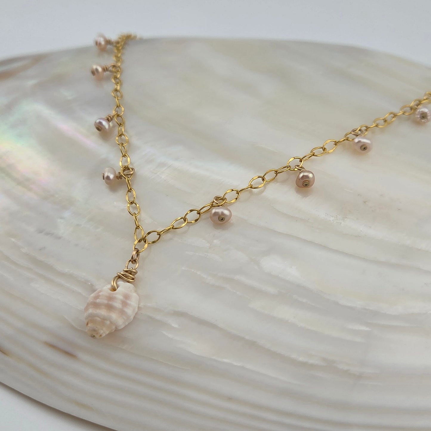 Lattice Miter Necklace with Pearls