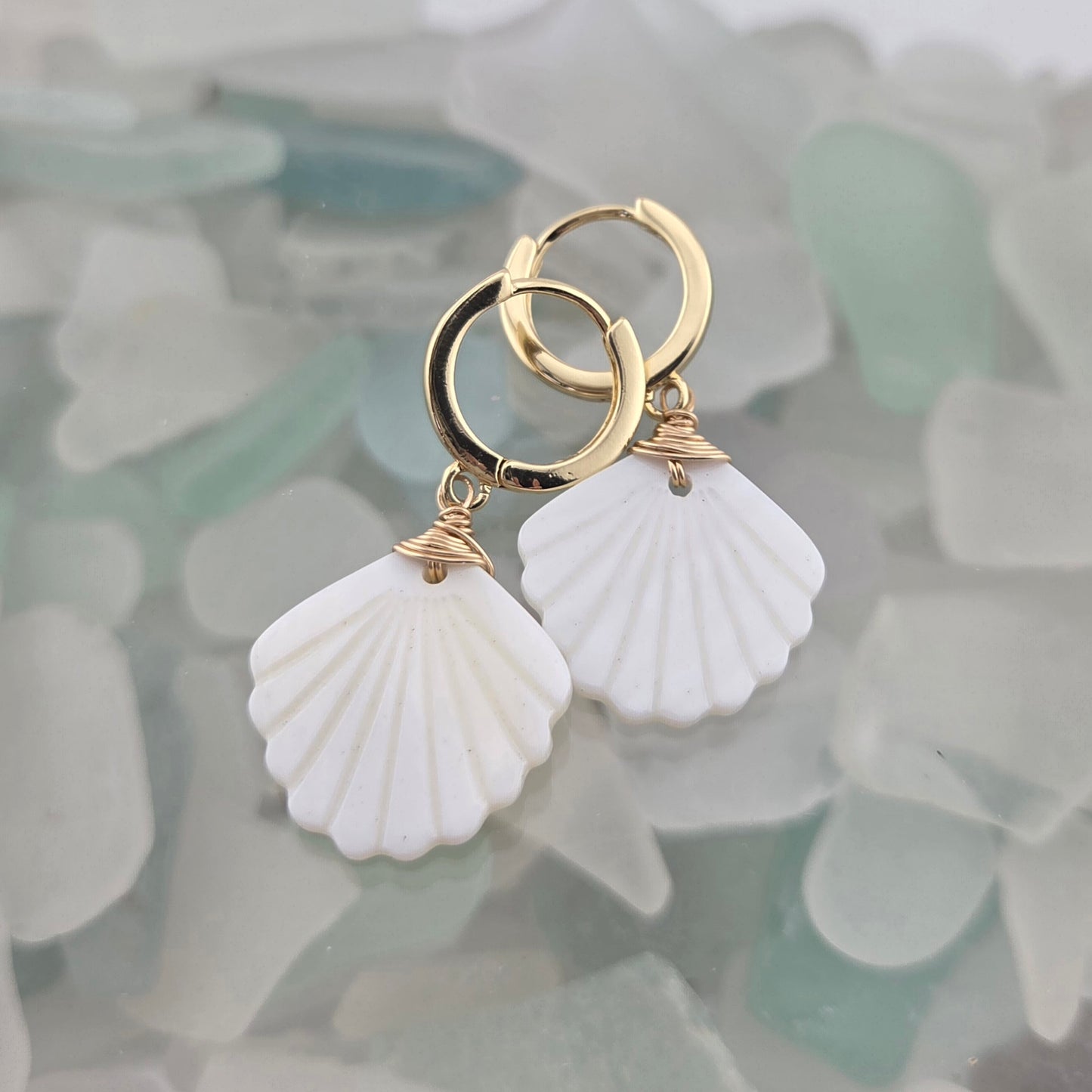 Mother of Pearl Scallop Earrings