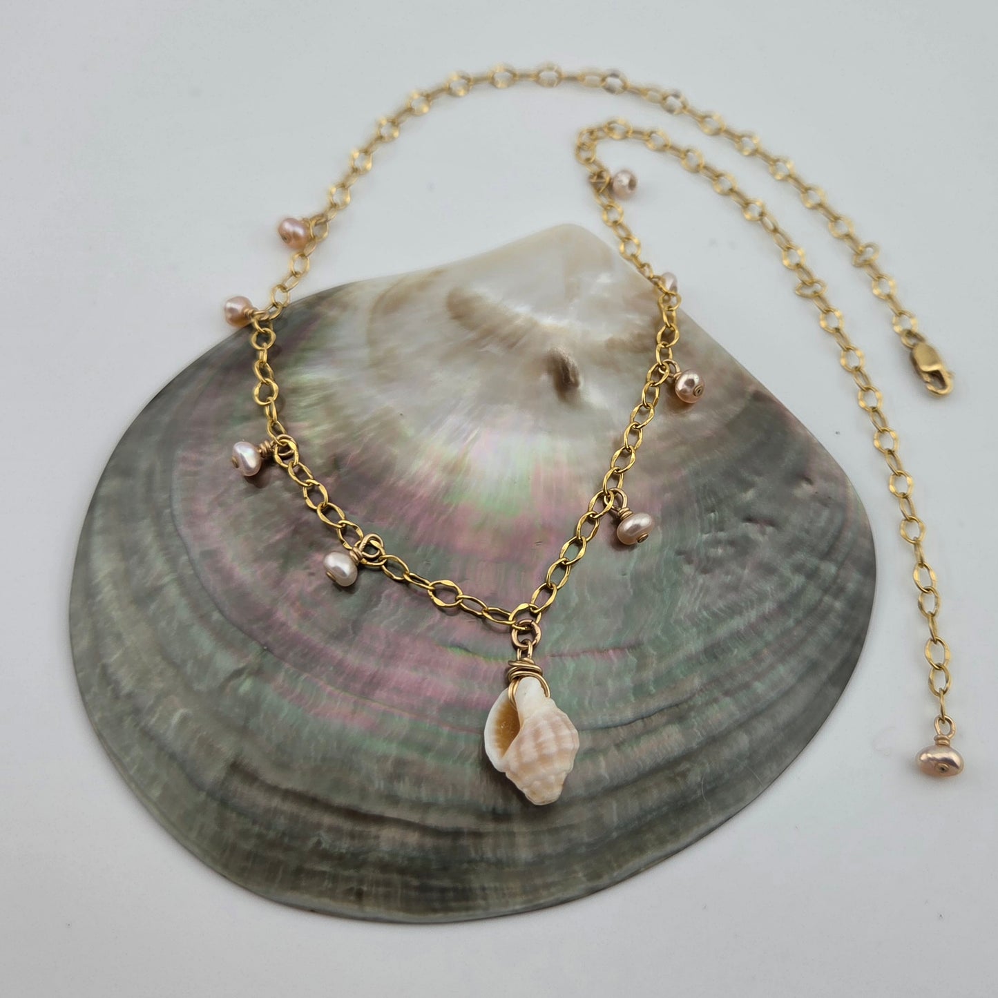 Lattice Miter Necklace with Pearls