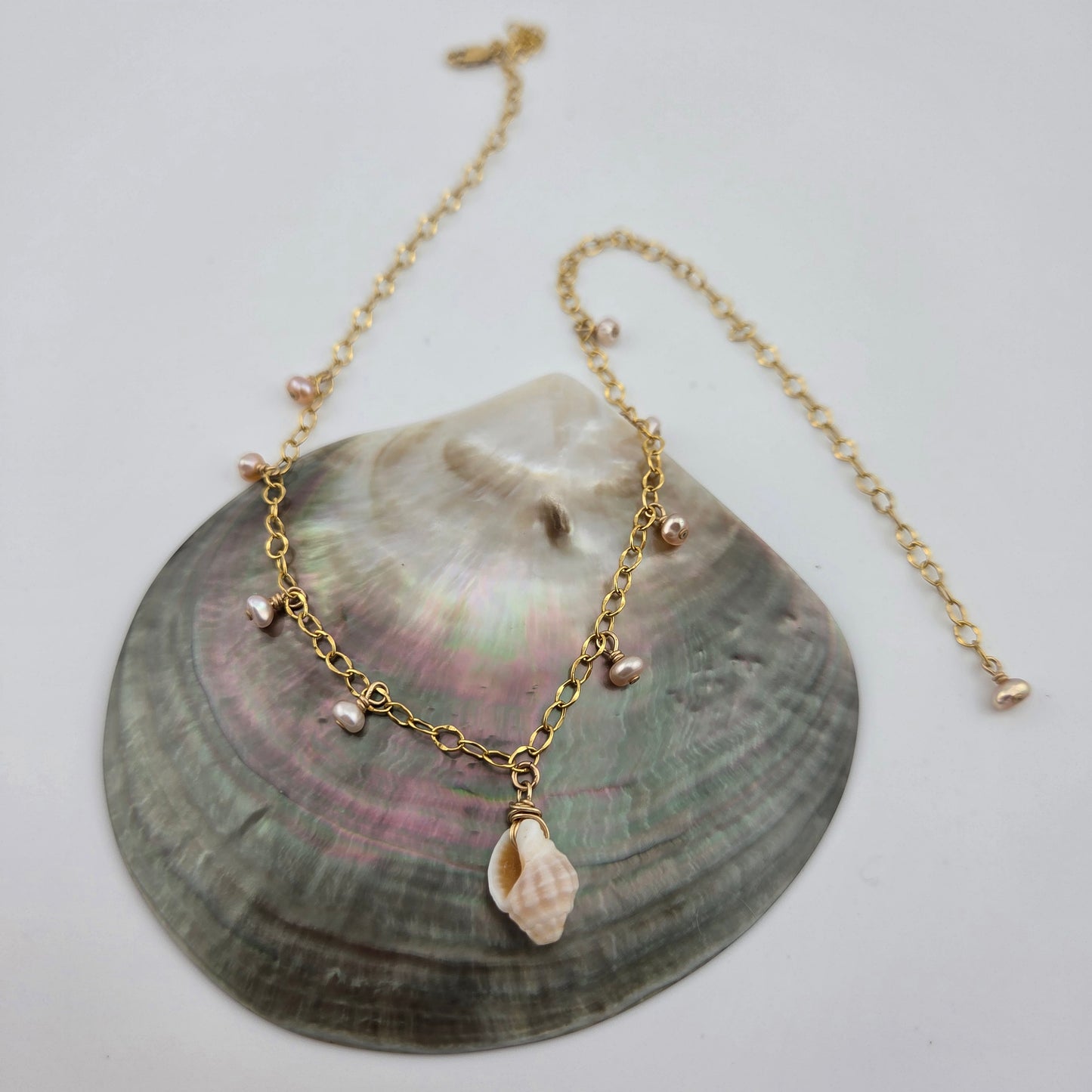 Lattice Miter Necklace with Pearls