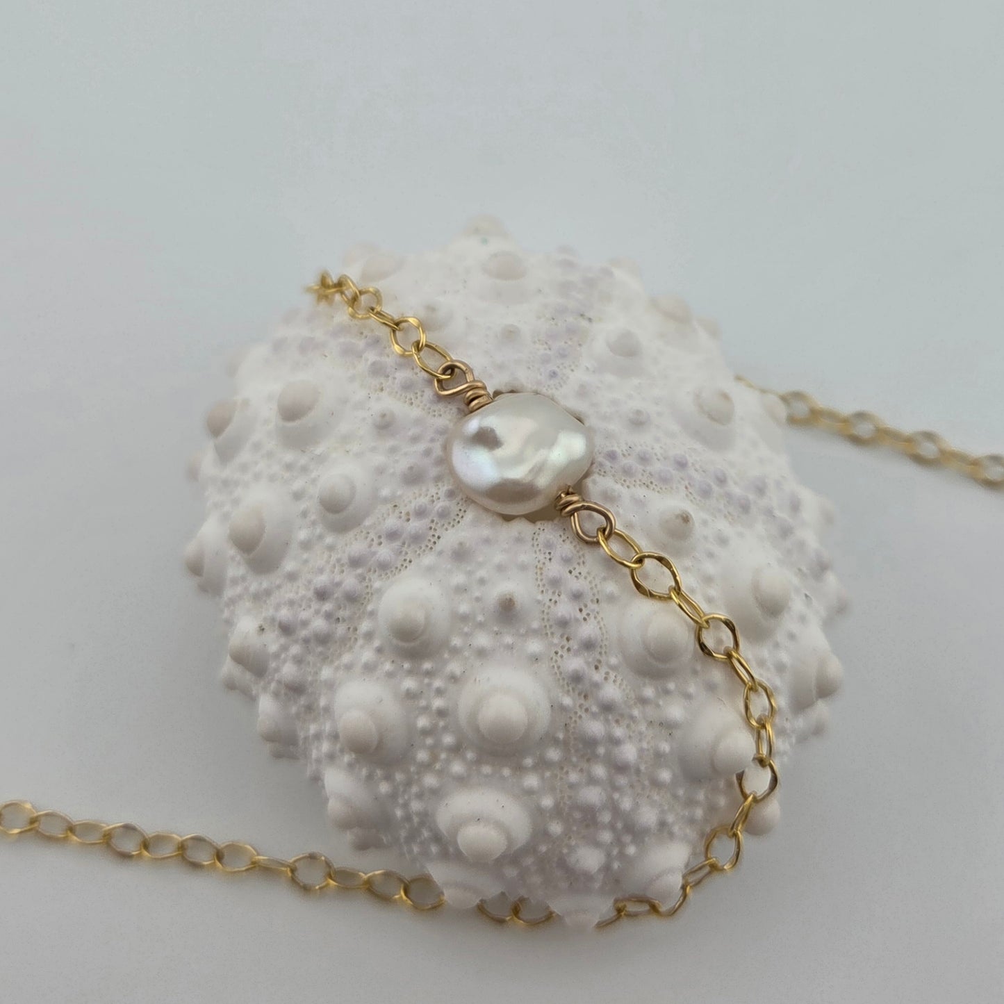 White Keshi Pearl Necklace